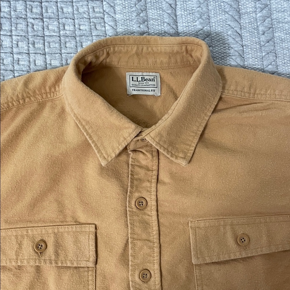 L.L. Bean Camel Button-Up Flannel Shirt